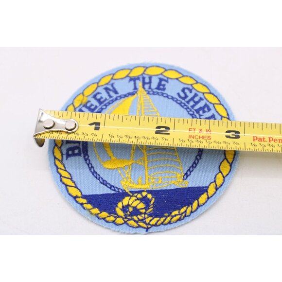 Blue Yellow Sailing Nautical Patch Embroidered "Between The Sheets" Design Round - Picture 4 of 4